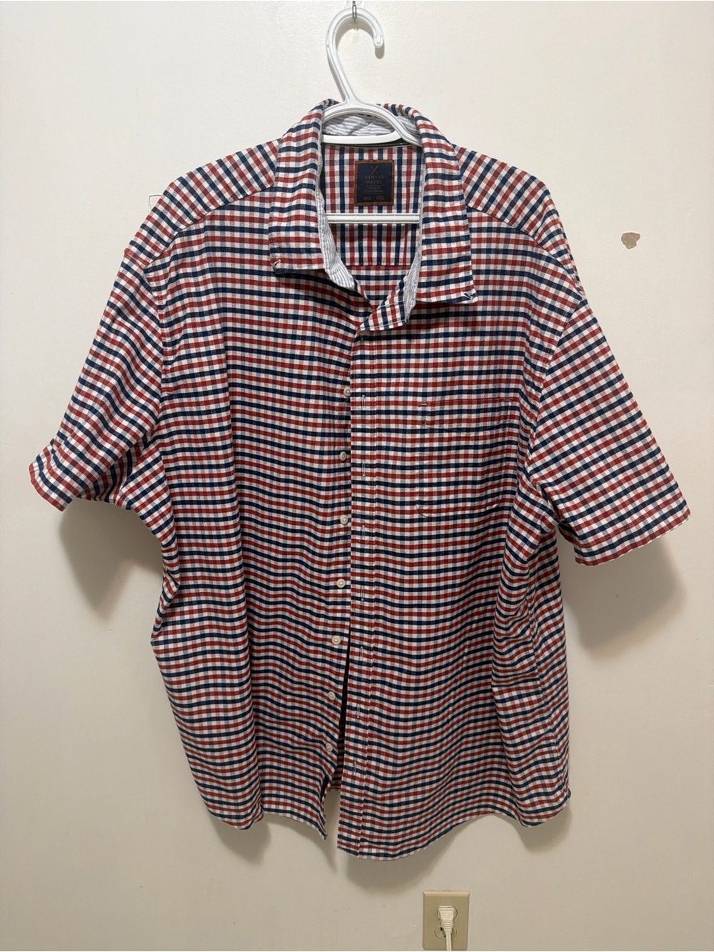 Denver Hayes Red, White & Navy Check Button-Up Shirt